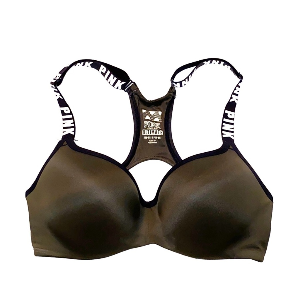 Pink, Victoria Secret bra (olive green color)